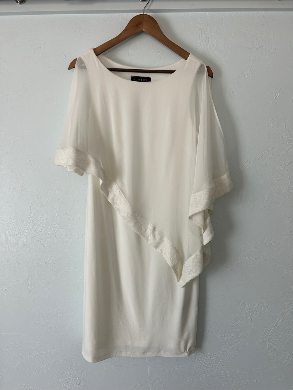 Scarlett Ivory One-Shoulder Sequin Chiffon Overlay Dress